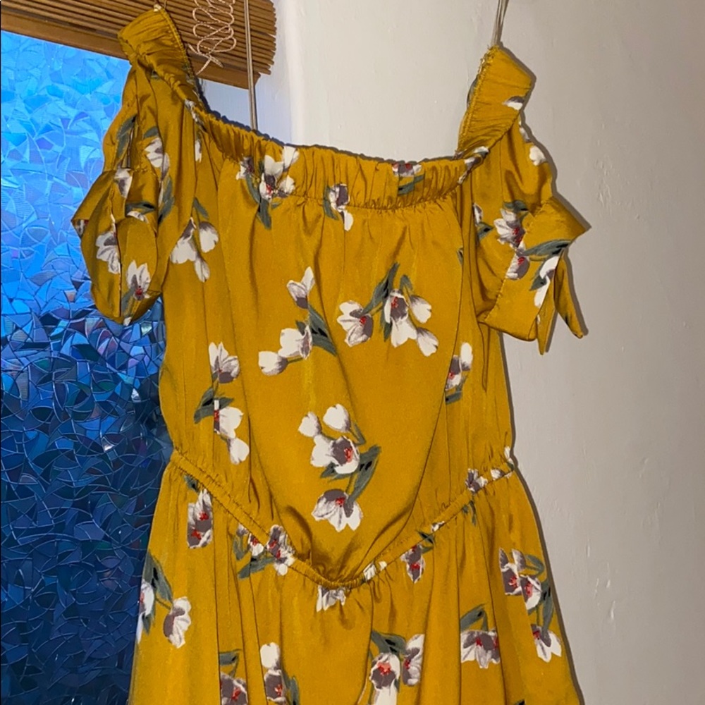 Yellow floral mini dress